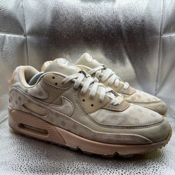 Size 11 Nike Air Max 90 Womens Beige Shimmer Polka‎ Dot Sneakers CZ1929-200 - Picture 1 of 11